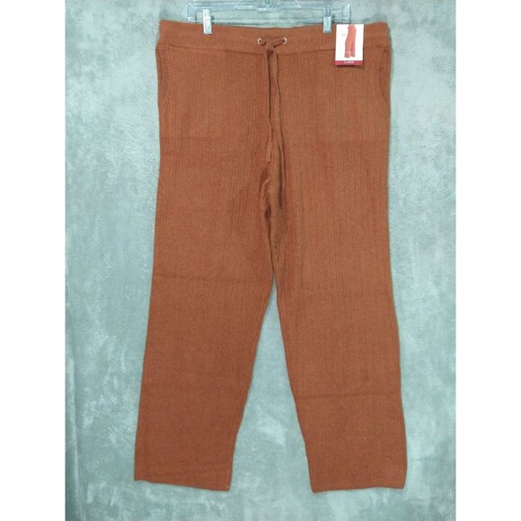 DKNY Joggers Womens XL Brown Cashmere Blend Comfort Pull On Drawstring Pants - Picture 1 of 10